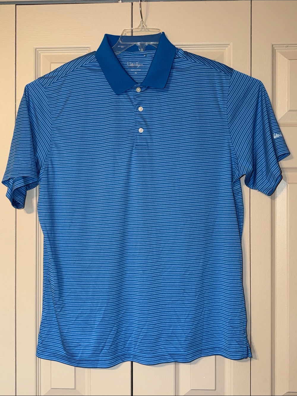 Walter Hagen Golf Polo Blue Striped Shirt Men's Size XL